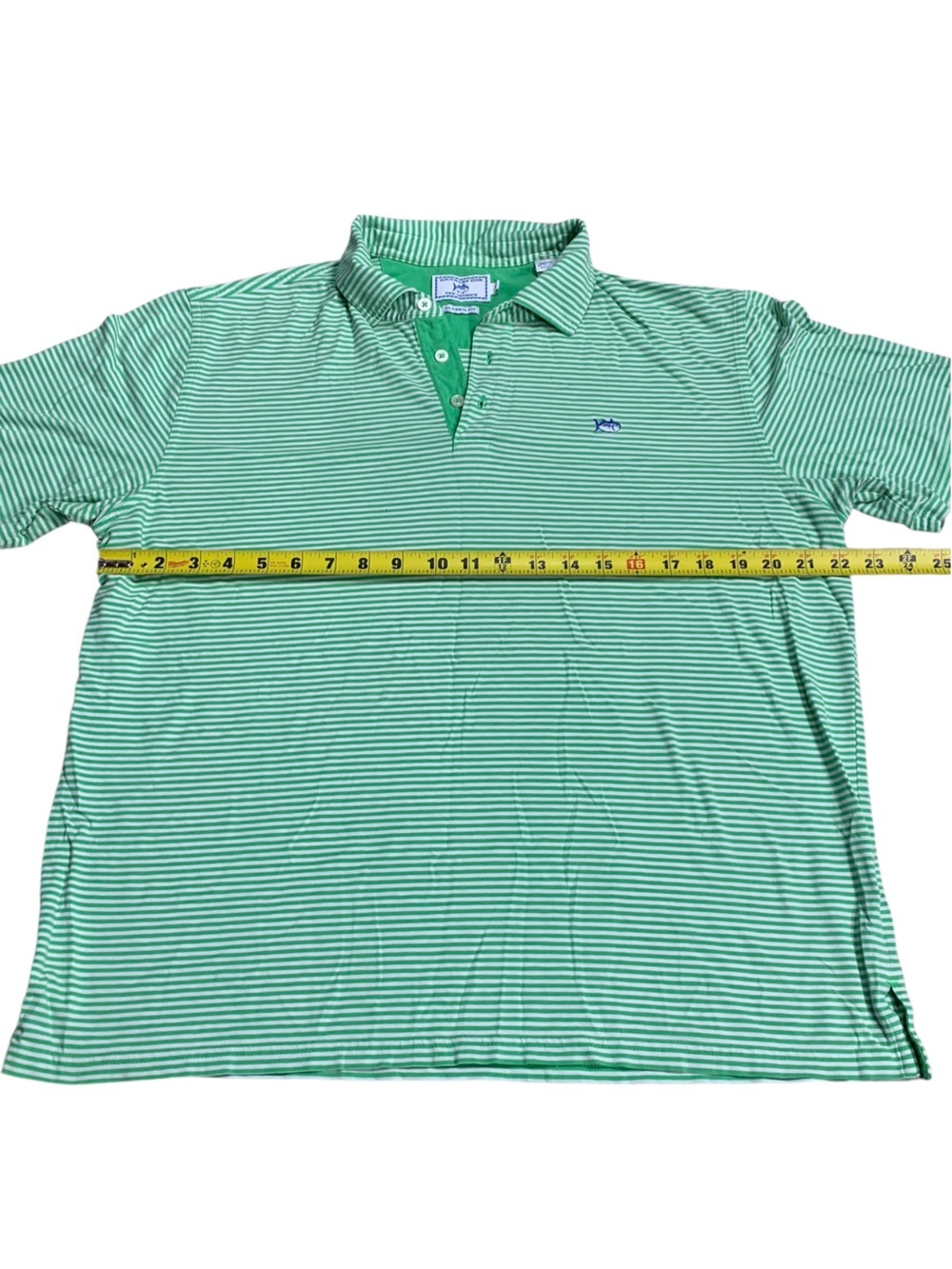 Southern Tide Skipjack Polo Men’s L Green White Stripe Pima Cotton Classic Fit - Picture 6 of 7